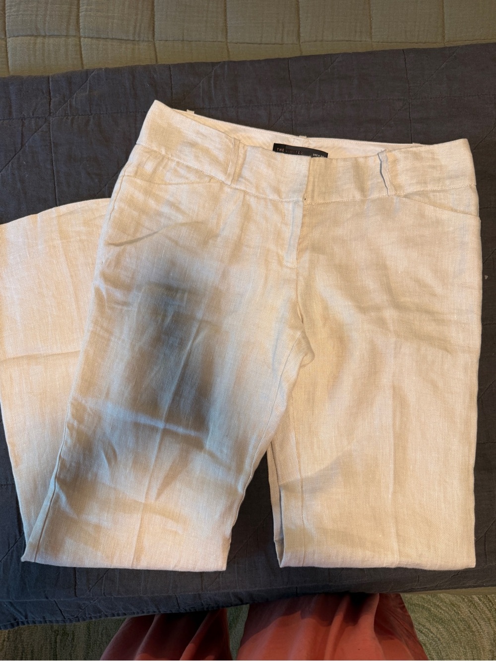 The Limited Light Beige lined Linen Trousers - drew fit